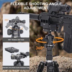 Shooting Tripod, Shooting Stick Gun Rifle Rest for Hunting with Shooting Saddle Clamp and 360° Rotate Ball Head, Height Adjustable 25"- 75" Shooting Stick Tripod Aluminum Alloy