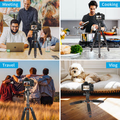 Koolehaoda Mini Tripod Aluminum Alloy Tabletop Tripod Height 21-63.5cm with Carrying Bag for DSLR Camera Video Camcorder, Load up to 22lbs /10kg - (TMP-223 Orange)