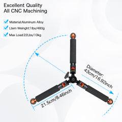 A3 Tabletop Mini Tripod with 1/4 and 3/8" Screw Mount, Universal Monopod Base Unipod Support Compatible with DSLR Cameras Video Micro Shooting