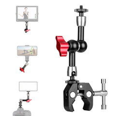 Adjustable Articulating Friction Magic Arm & Large Super Clamp Compatible with DSLR Camera Rig, LED Lights, Flash Light, LCD Monitor(7-inch Magic Arm)