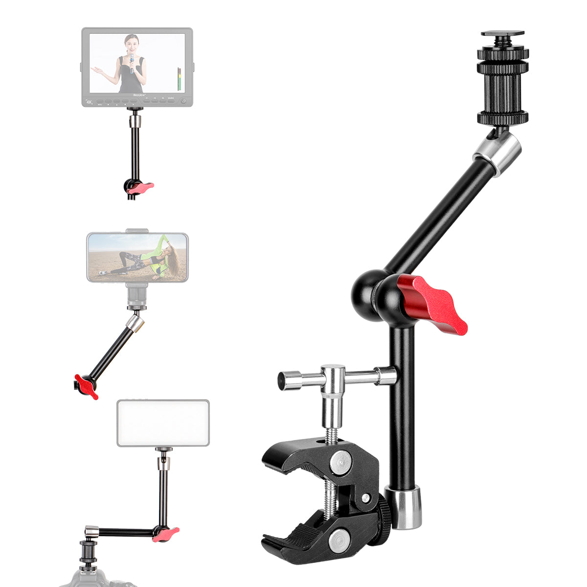 11" Adjustable Articulating Friction Magic Arm & Large Super Clamp