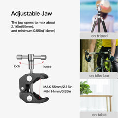 11" Magic Arm with Large Crab Clamp and Hot Shoe Mount 1/4" Magic DSLR Tripod Arms Kit for Photography,Camera Rig, LED Light,Flashlight,Microphone