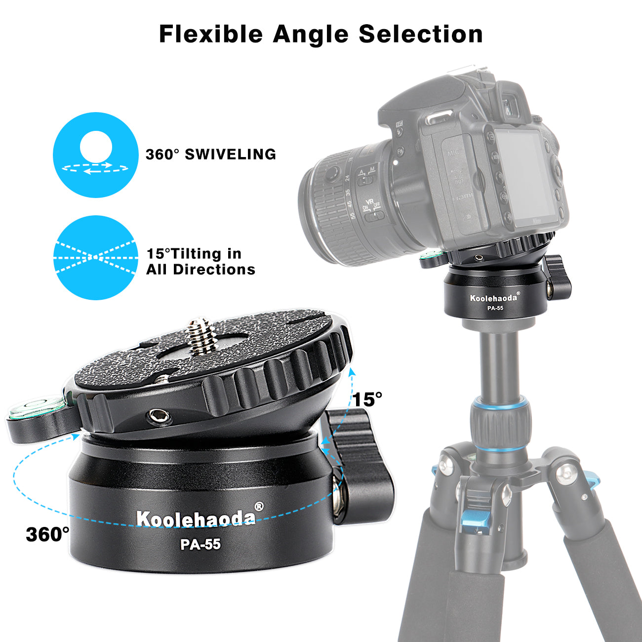 Koolehaoda PA-55 Tripod Leveling Base Camera Leveller,Inclination 15 ...
