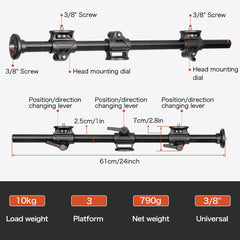 Horizontal Tripod Arm,Camera Tripod Horizontal and Vertical Extension Axis, for Outdoor Studio Macro Photography (ZW-03)