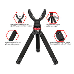 Koolehaoda Shooting Rest Aluminum Compact Lightweight Rapid Rifle Rest Tripod, Adjustable in Height with 360 Degree Rotate U Yoke Holder for Hunting, Shooting and Outdoors