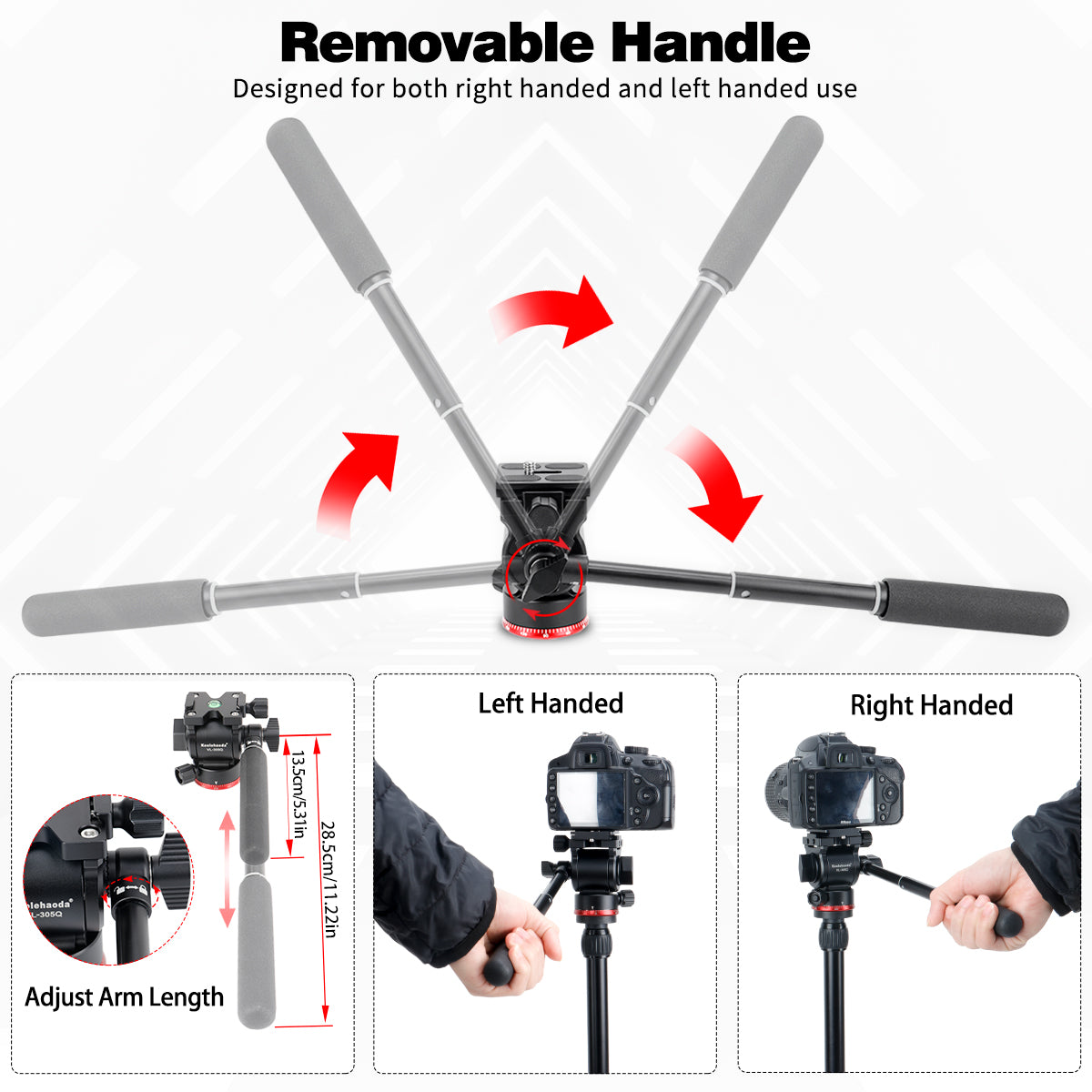 Koolehaoda Tripod Fluid Head Compact Video Head Pan Tilt Head with Arca-Type Plate for Compact Video Cameras, Mirrorless and DSLR Cameras,Load up to 6.6lbs - VL305Q