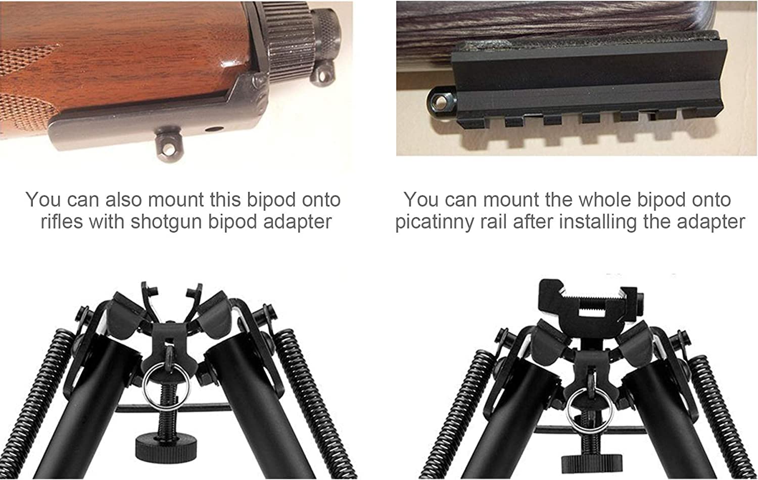 Fooletu Rifle Bipod 6-9 Inch Adjustable Tactical Bipod Picatinny Bipod with Rail Mount Adapter