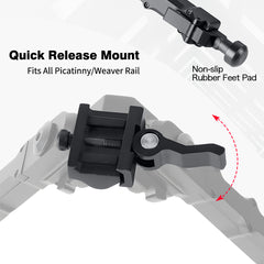 Fooletu Rifle Bipod 7.5 - 9 Inch Tiltable Foldable Quick Release Bipod Picatinny Rail Bipod