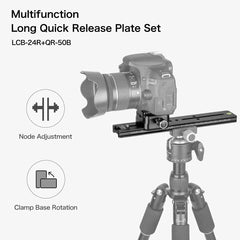koolehaoda 240mm Professional Rail Nodal Slide Metal Quick Release Clamp,Dual Dovetail Camera Bracket Mount with Double-Sided Clamp can be Rotated 90°, for Camera with Arca Swiss Compatible (LCB-24R)