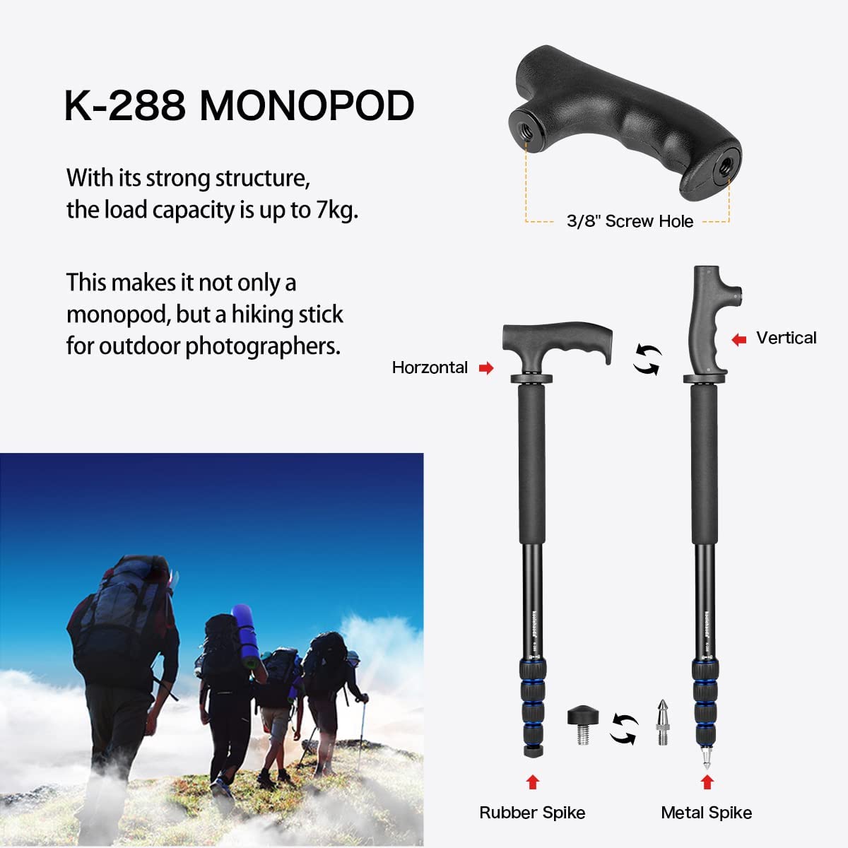 Camera Monopod, 8 Section Lightweight Extendable Monopod, Camera Selfie Stick Aluminum Photography Monopod for Camera DSLR, Hiking Camping Camera Monopod, 8 Section Lightweight Extendable Monopod, Camera Selfie Stick Aluminum Photography Monopod for Camera DSLR, Hiking Camping