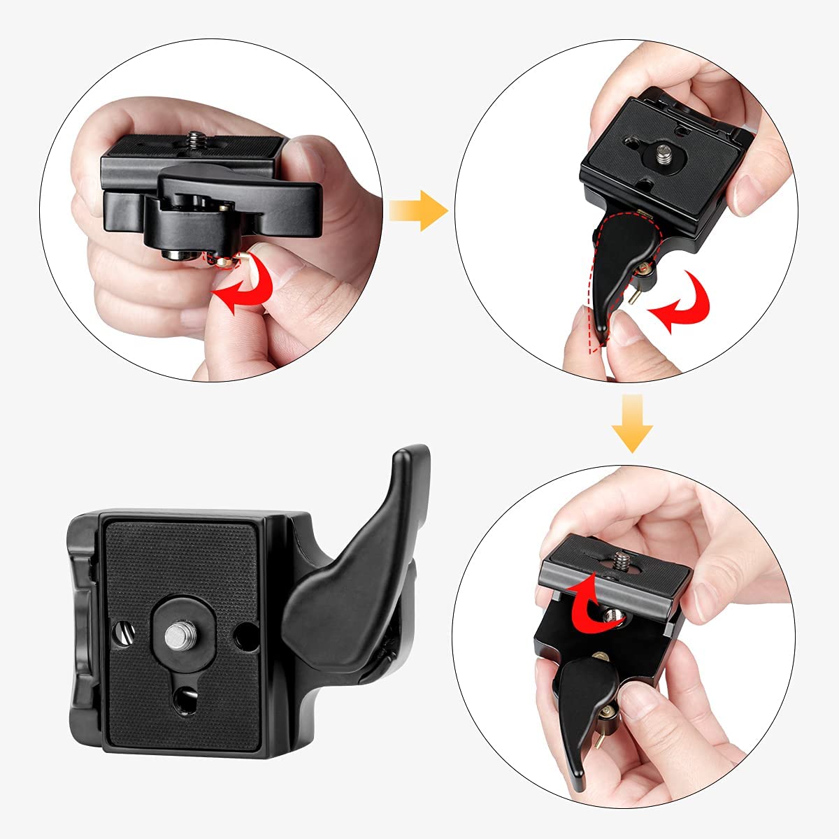 2 Piastre A Sgancio Rapido Per Treppiede 40mm In Lega Di Alluminio, Con Vite 1/4 Di Pollice, Per Fotocamera E Videocamera