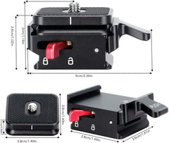 XQ-02 Quick Release Plate Camera Mount with Arcac-Swiss Interface and Two 1/4" Screw Quick Release Plate Fits for Sony Nikon Canon Cameras,Tripods,Monopods,Gimbal,Stabilizer,Slider