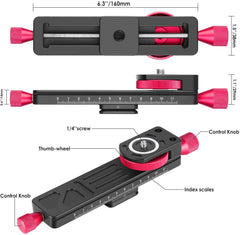 koolehaoda Metal Wormdrive Macro Focusing Focus Rail Slider/Close-up Shooting Clamp Plate: 115mm Adjustment with 1/4"Screw Head for DSLR Cameras,Tripod Ballhead, Arca/RRS Lever Clamp Compati (W-160)