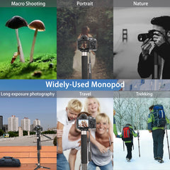 Koolehaoda MPD-325C Carbon Fiber 64" Camera Monopod with Removable Tripod Base. 5-Section Leg Video Monopods for Canon Nikon Sony Olympus Panasonic DSLR Camera