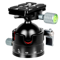 Low-Profile Ballhead with 1/4" Screw Arca-Type QR Plate and Φ45mm Metal Ball Joint Tripod Head 360° Panoramic for DSLR,Tripod. Maximum Load: 20KG/ 44Ibs