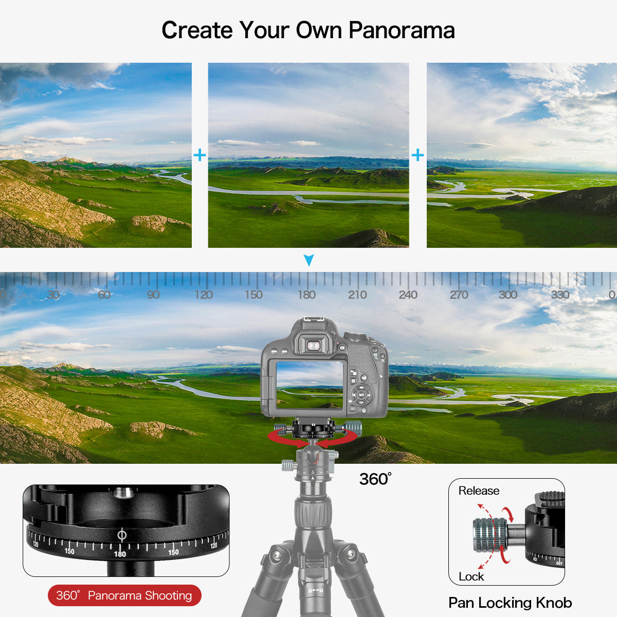 Koolehaoda Panoramic Tripod Head 360º Full Metal Tripod Head with Koolehaoda Panoramic Tripod Head 360º Full Metal Tripod Head with
