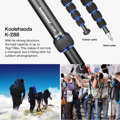 Koolehaoda 拡張可能なカメラ一脚 アルミニウム合金 三脚サポートベース付き 5セクション 20-66インチ 一眼レフカメラ ビデオカメラ ビデオ用に調整可能 ペイロード最大15.5ポンド