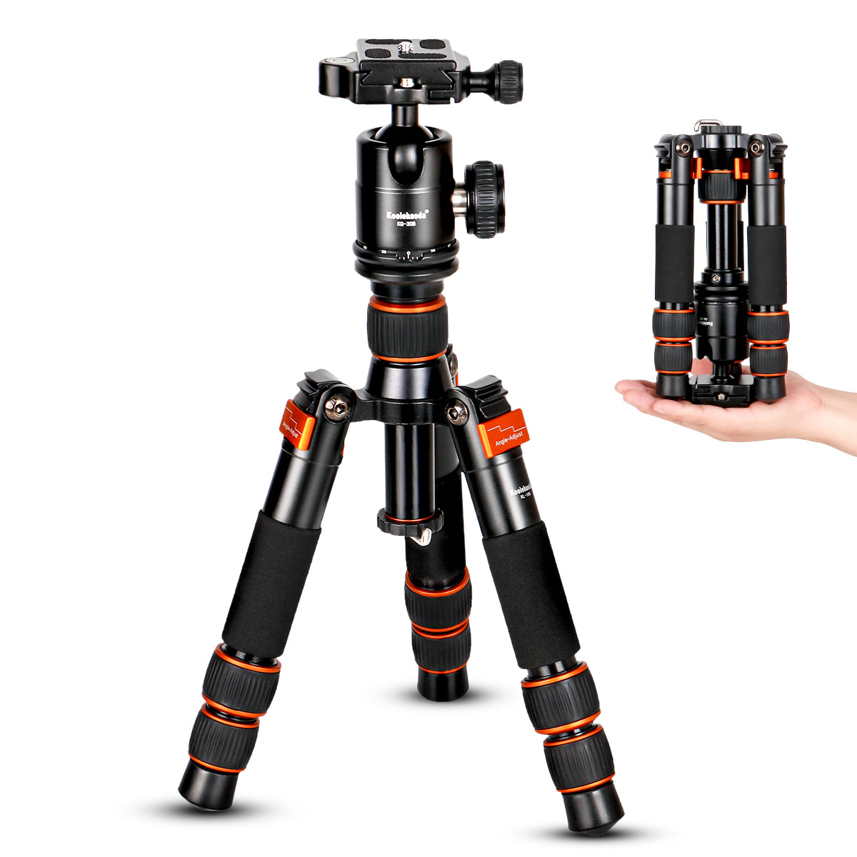 Portable Mini Tripod Tabletop Tripod with Ball Head,Height Adjustable 9-21.5inch, Compact Desktop Macro Mini Tripod with Carrying Bag for DSLR Camera (Orange)