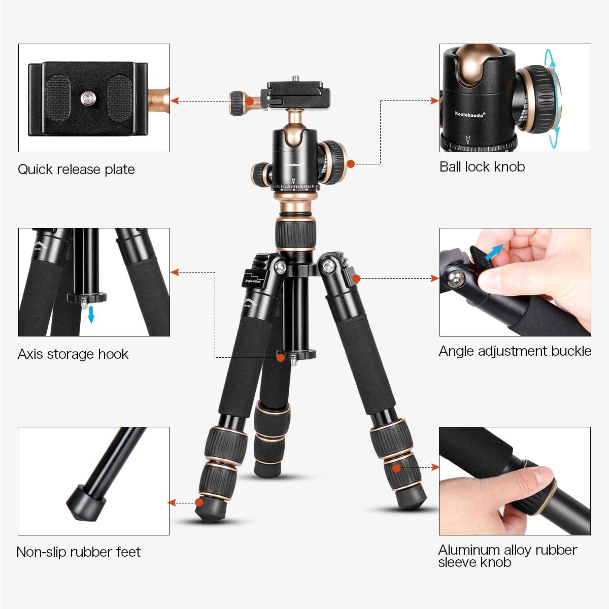 Portable Tabletop Mini Tripod,Height Adjustable 8-20inch,Compact Desktop Macro Mini Tripod with Carrying Bag,Weight only 1.5lbs / 0.68kg