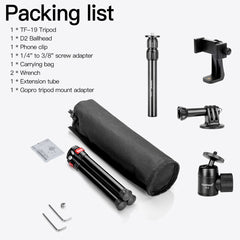 Tabletop Mini Tripod,Travel Portable Desktop Tripod with 360° Ball Head and Telescoping Extension Tube for DSLR Cameras,Gopro,Projector and Monopods