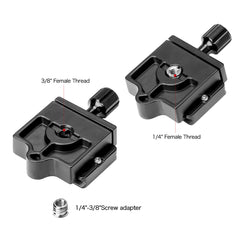 Quick Release Plate Adapter Clamp with 1/4-3/8 inches Screw and Bubble Level for DSLR Camera, Tripod, Monopod, Stabilizer, Ball Head