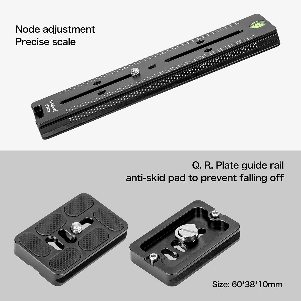180mm Professional Rail Nodal Slide Metal Quick Release Clamp, Double-Sided Clamp can be Rotated 90°, for Camera with Arca Swiss Compatible(LCB-18R)