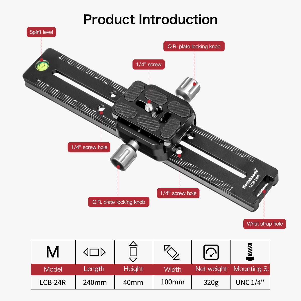 240mm Professional Rail Nodal Slide Metal Quick Release Clamp,Dual Dovetail Camera Bracket Mount with Double-Sided Clamp can be Rotated 90°