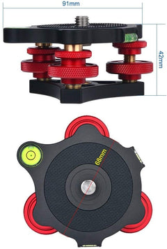 Tripod Leveler Leveling Base with Bubble Level and 3/8 inch Screw, 3 Dials with +/-5 Degree Precision Adjustment, Aluminum Alloy Construction for Camera Tripod