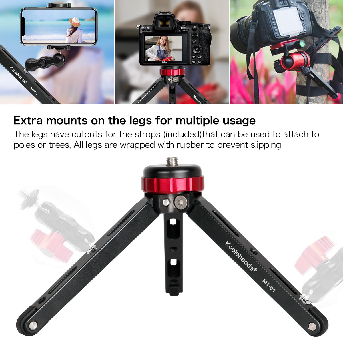 Camera Mini Tripod Metal Tabletop Tripod with 1/4 and 3/8 Screw Mount for DSLR Camera,Monopods ,Max Load 66lbs