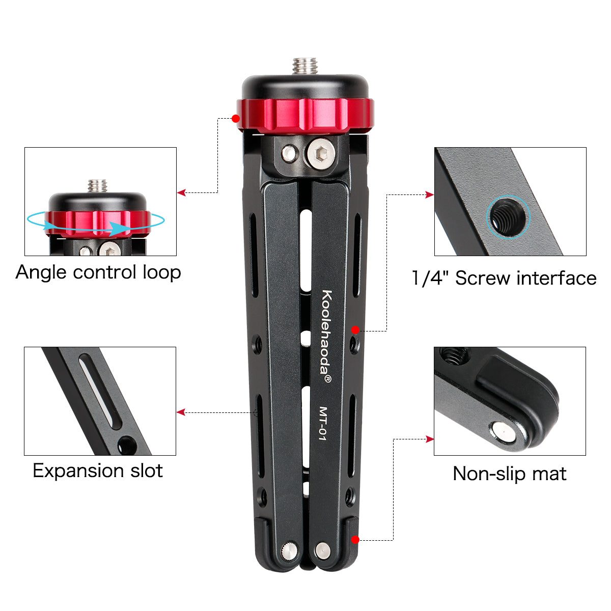 Camera Mini Tripod Metal Tabletop Tripod with 1/4 and 3/8 Screw Mount for DSLR Camera,Monopods ,Max Load 66lbs