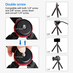 Mini Tripod All Metal Tabletop Tripod Stand with 1/4 and 3/8 Screw Mount and Function Leg Design, Max Height 13 inch, Load up to 10kg/22lbs,for DSLR Camera,Monopods
