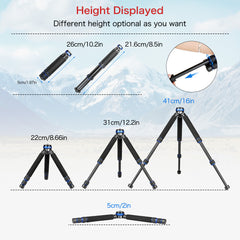 Tabletop Mini Tripod, Travel Portable Tripod with 1/4 and 3/8 Screw Mount and Extendable Leg Design, Max Load 10kg/22lbs,for DSLR Camera,Video Recorder,Cell phone(MT-03)