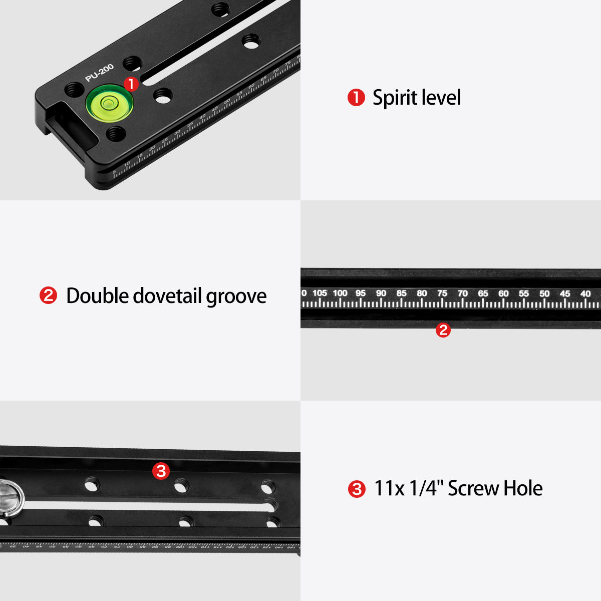 200mm Rail Nodal Slide Plate Quick Release Clamp for Camera Macro Photography, Suitable for PU 50/PU 60/PU 70/PU 100/PU 120/PU 150/PU 200 200mm Rail Nodal Slide Plate Quick Release Clamp for Camera Macro Photography, Suitable for PU 50/PU 60/PU 70/PU 100/PU 120/PU 150/PU 200