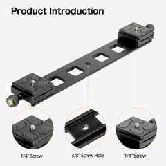 Lengthened Quick Release Plate Double Dual Quick Release Plate DSLR Camera Tripod Mount Bracket Ball Head with Quick Release Plate (PU-380)