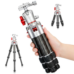 Koolehaoda Portable Carbon Fiber Mini Tripod with 360° Ballhead Lightweight Compact Tabletop Tripod Max Load 22lbs/10kg for DSLR Camera,Weighs only 1.5 pounds - (TKS-253C)