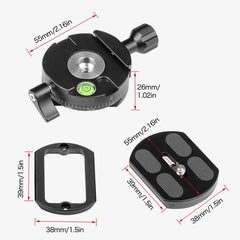 Professional Camera Tripod Panoramic Head Holder Universal Quick Release Plate Compatible with RRS/Arca-Swiss, Camera Tripod BallHead (XPC-60 )